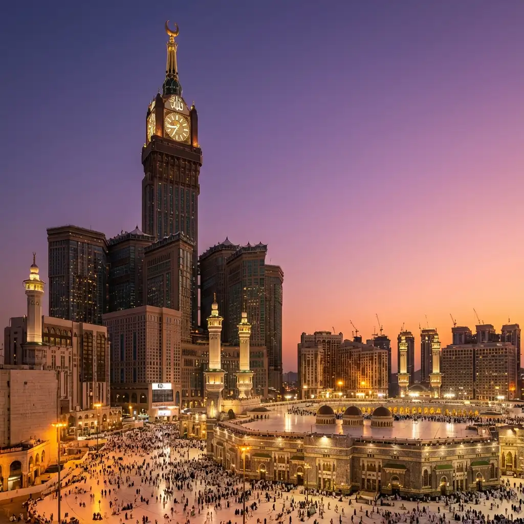 Makkah Kaaba at night - Premium Umrah taxi service from Jeddah Airport to Makkah, Saudi Arabia
